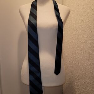 Elegant Striped Blue and Black Men's Tie